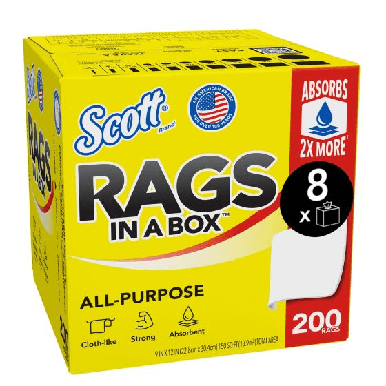 Scott 75260 Disposable Rag In A Box, 9 x 12 in, White